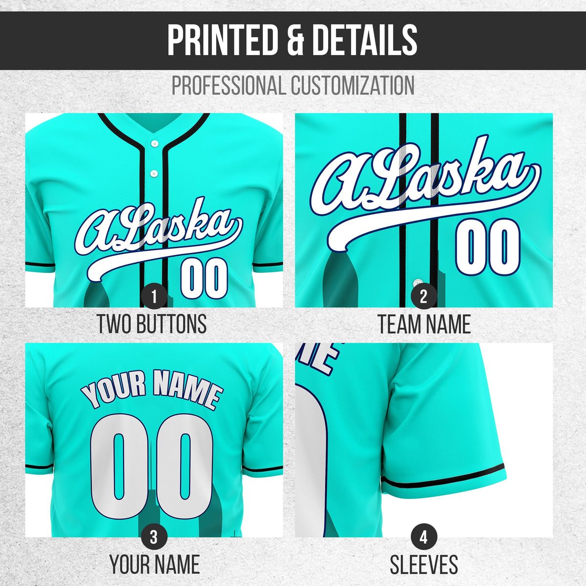 Custom City Horizon Aqua Baseball Sports Jersey Personalized Uniform with Name & Number