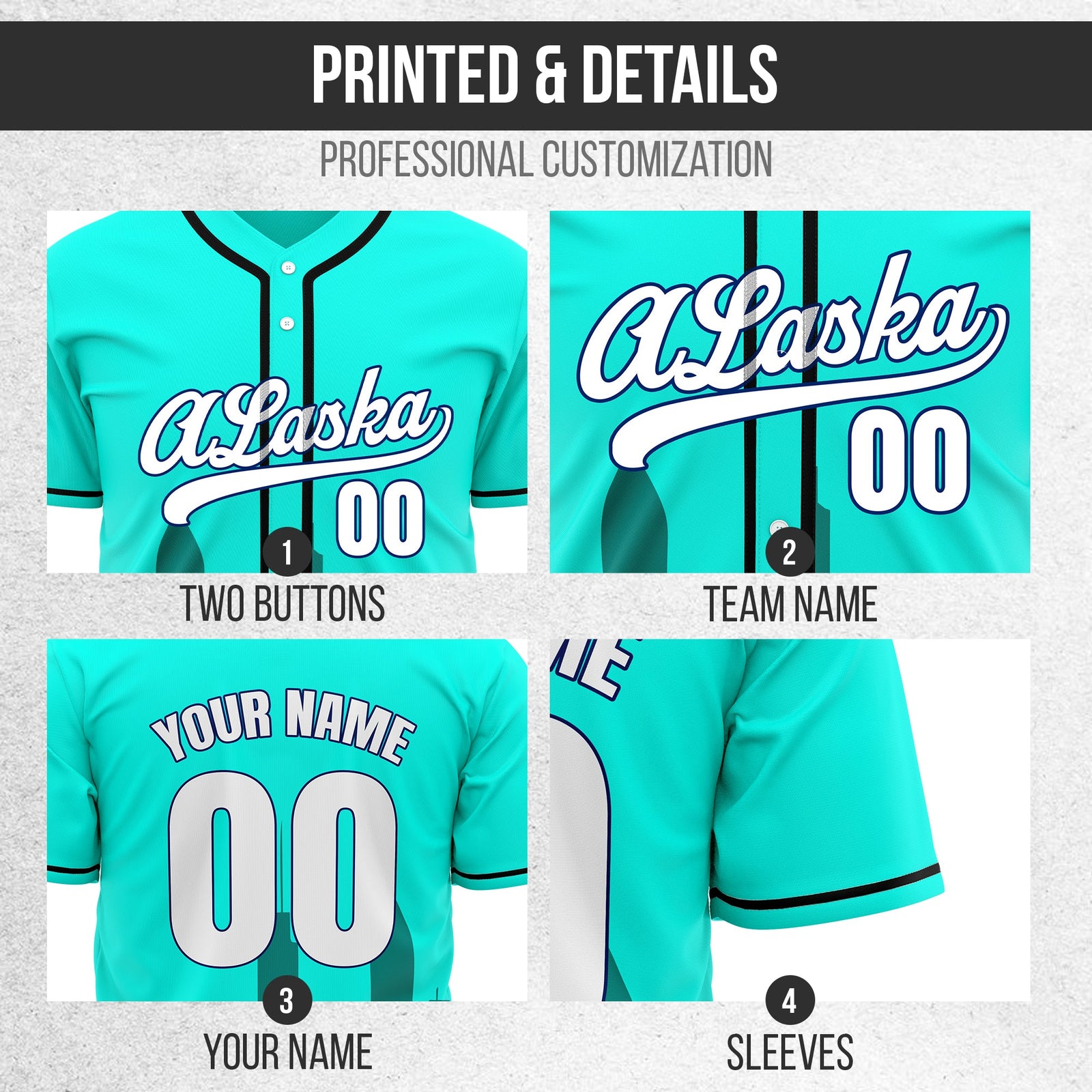 Custom City Horizon Aqua Baseball Sports Jersey Personalized Uniform with Name & Number