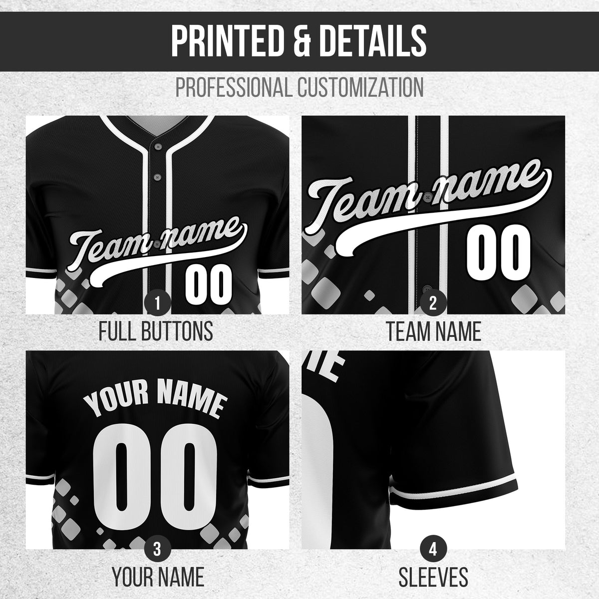Custom Shadow Sparks Black Baseball Sports Jersey Personalized Uniform with Name & Number