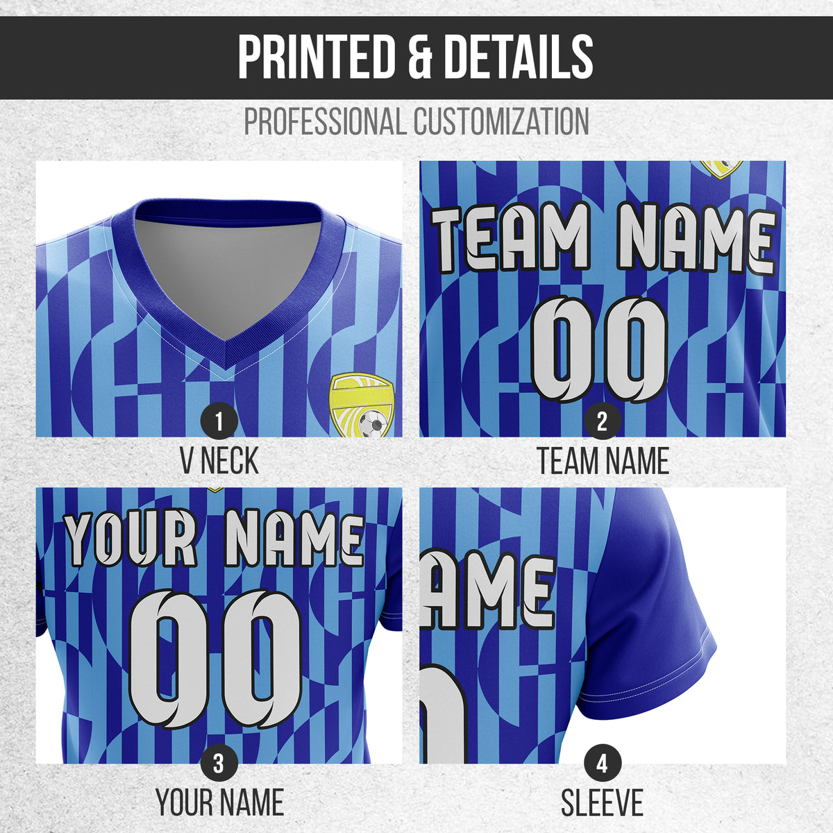 Custom Pulse Grid V-Full Pattern Navy Soccer sport Tops Jersey