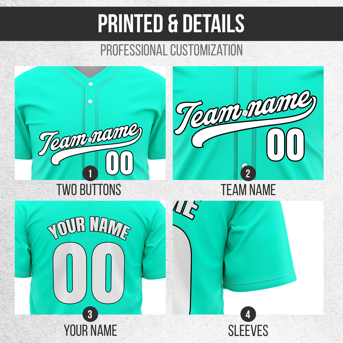 Custom Wave Aqua Baseball Sports Jersey Personalized Uniform with Name & Number