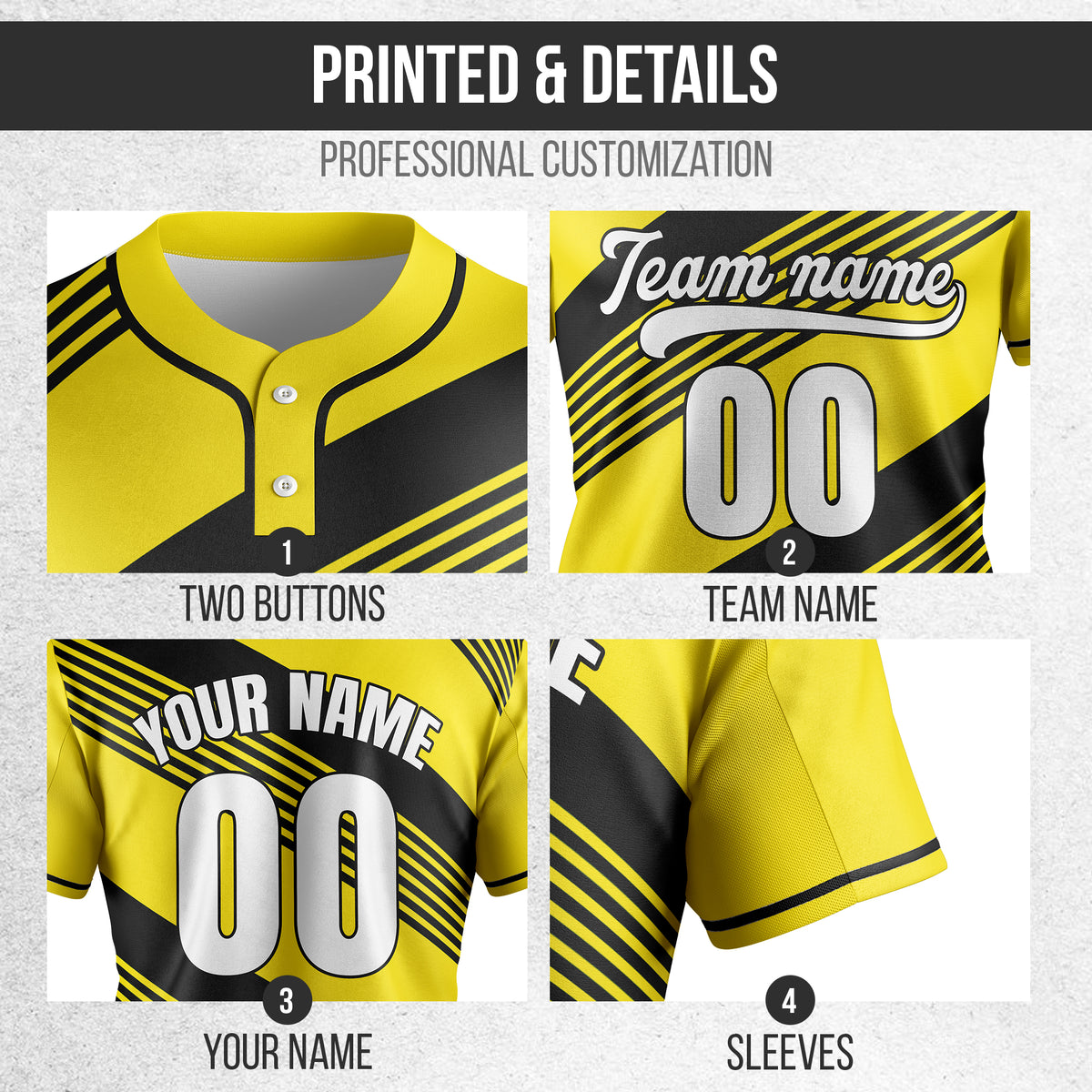 Custom Crossfire Yellow Baseball Sports Jersey Personalized Uniform with Name & Number