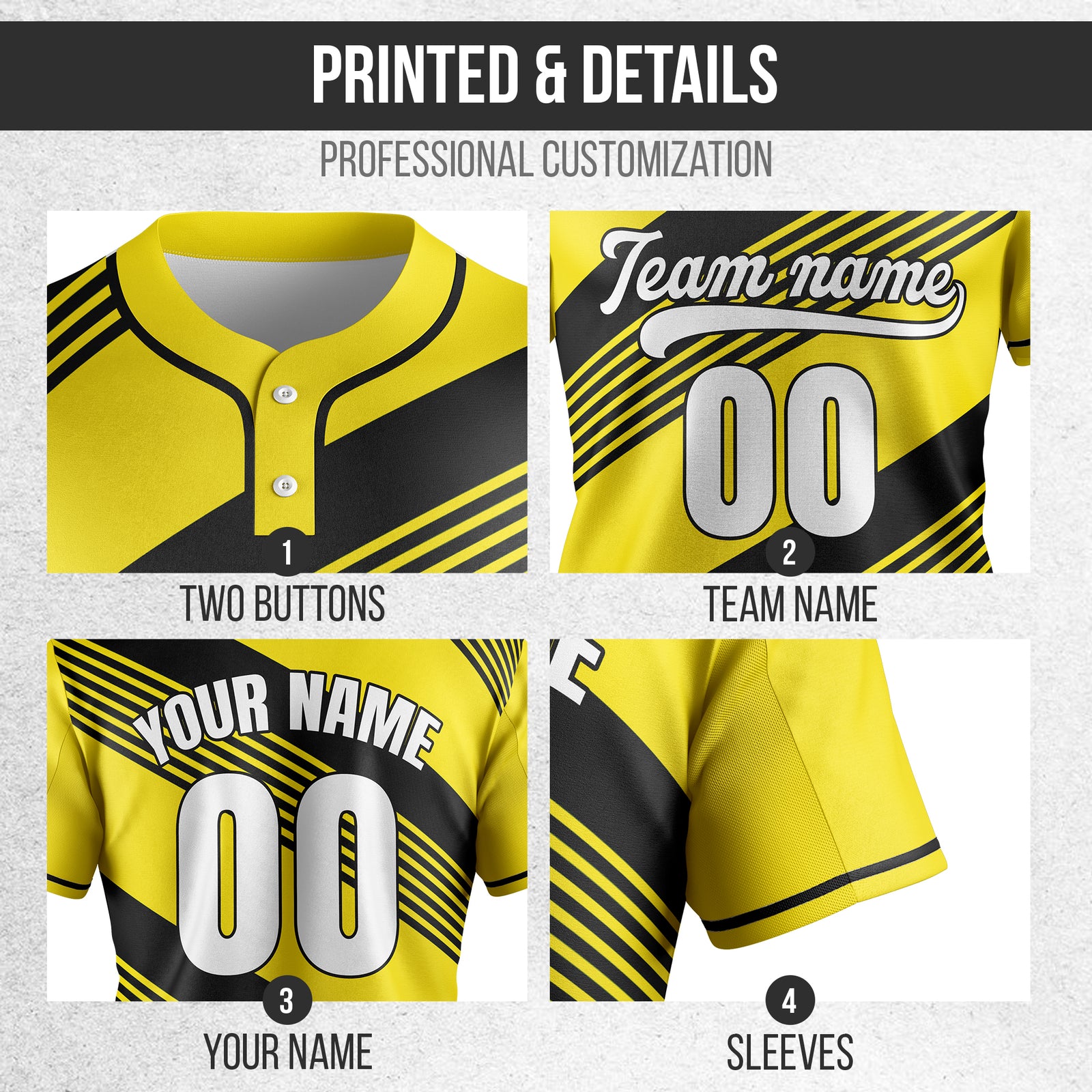 Custom Crossfire Yellow Baseball Sports Jersey Personalized Uniform with Name & Number