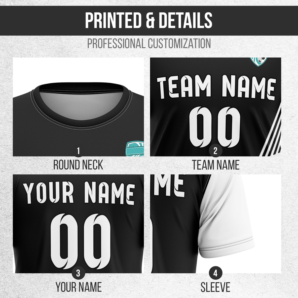 Custom Rapid Line R Side Pattern Soccer Black sport Tops Jersey