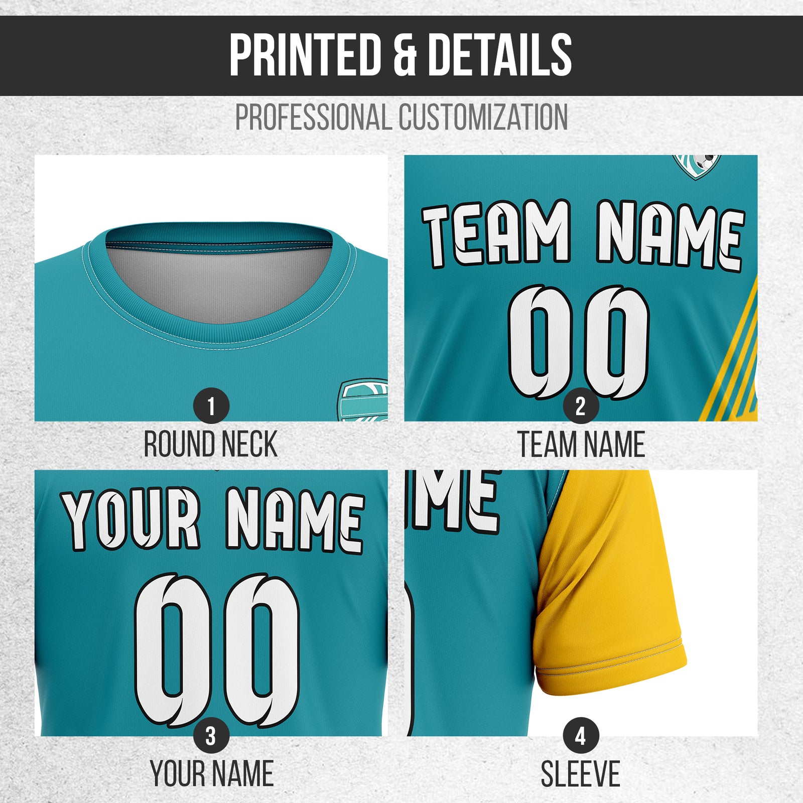 Custom Rapid Line R Side Pattern Soccer Teal sport Tops Jersey