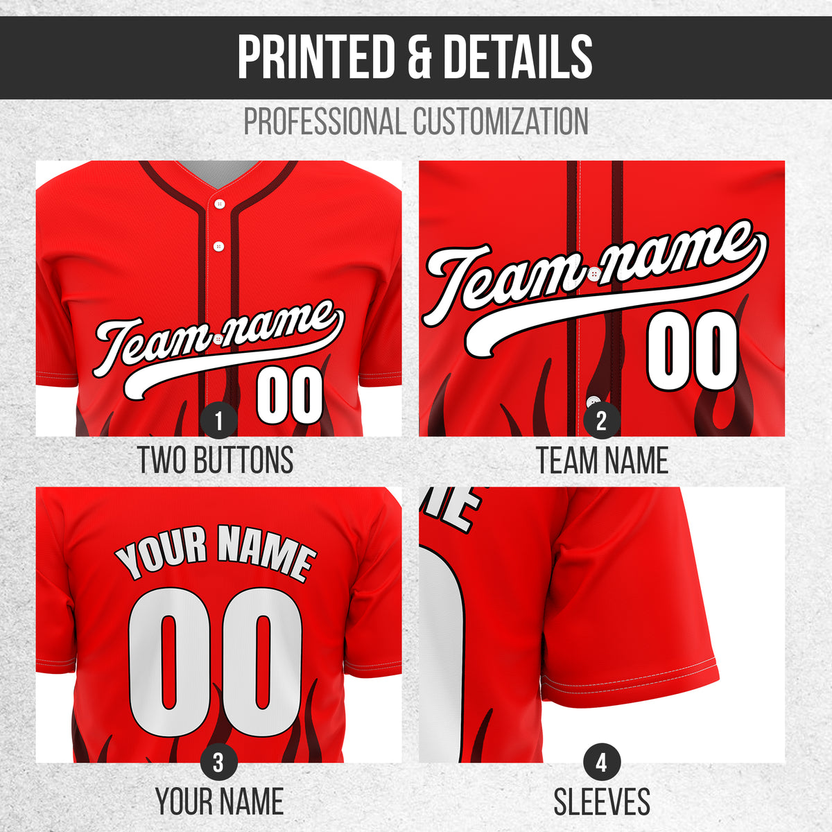 Custom Frost Fire Red Baseball Sports Jersey Personalized Uniform with Name & Number