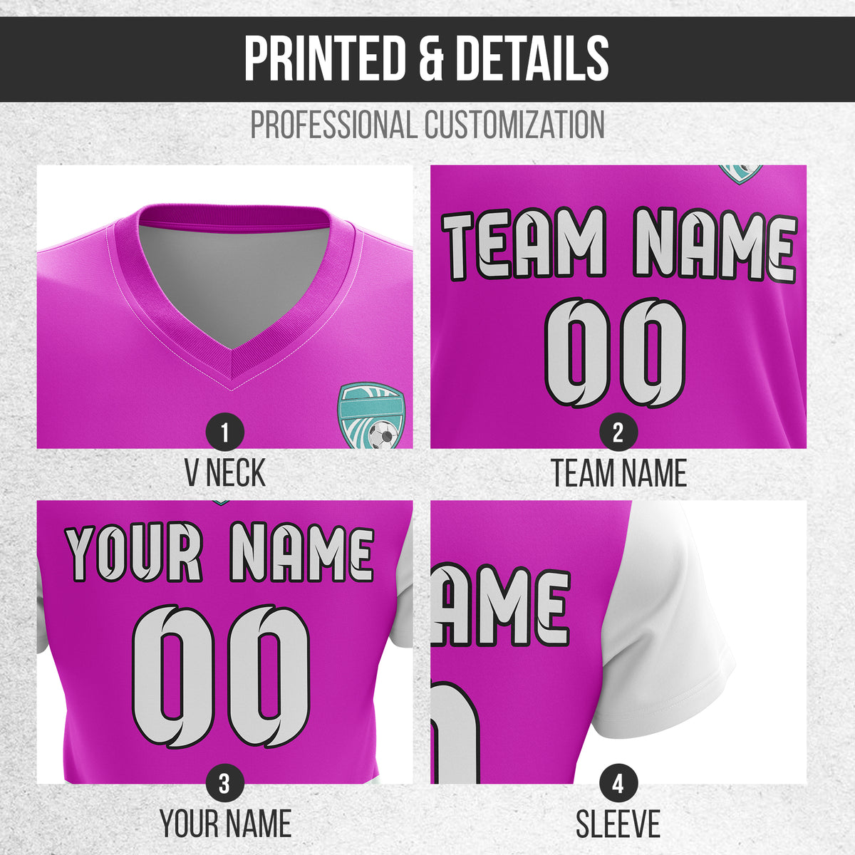 Custom BaseLine V Stripe Pattern Purple Soccer sport Tops Jersey