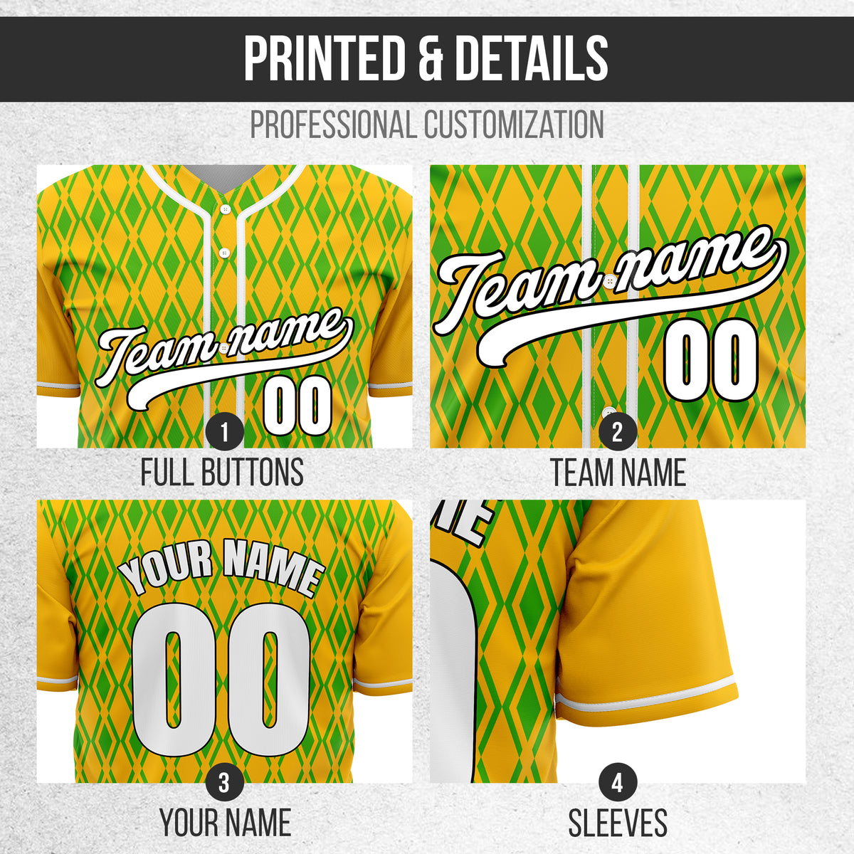 Custom Rhombic Edge Orange Baseball Sports Jersey Personalized Uniform with Name & Number