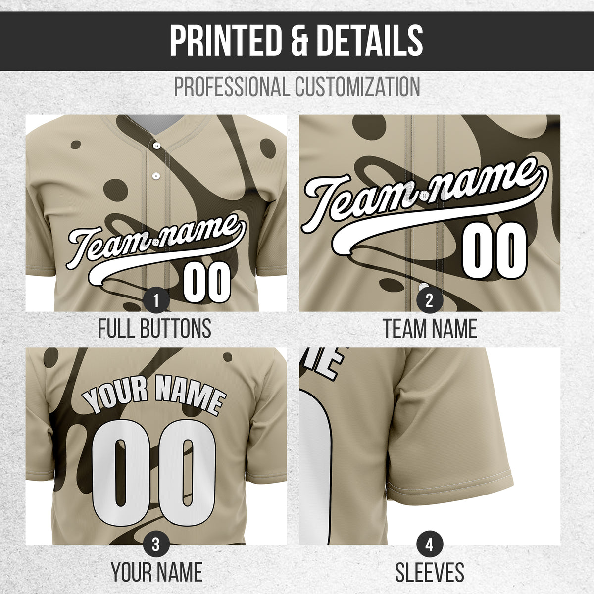 Custom Ink Surge Khaki Sports Jersey Personalized Uniform with Name & Number