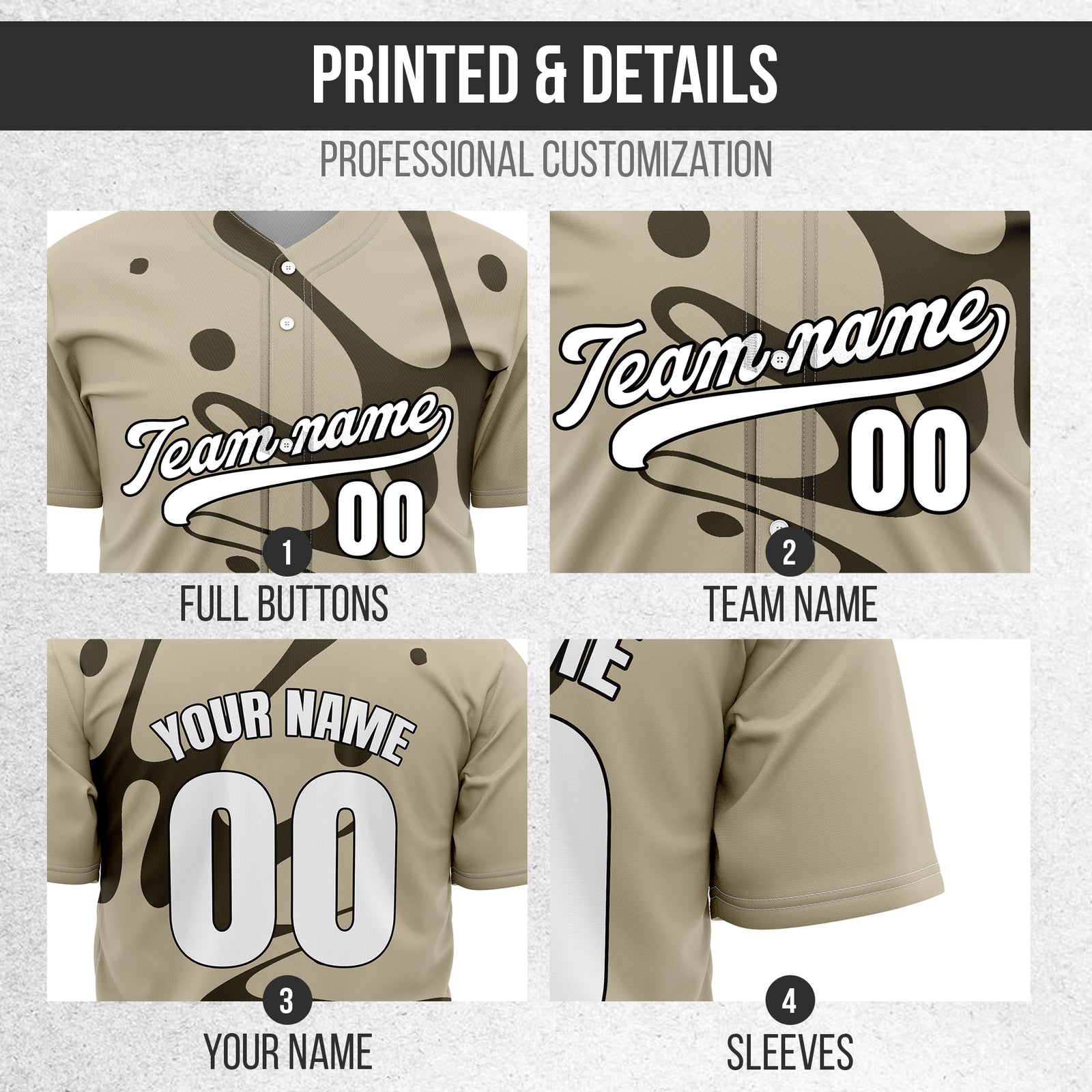 Custom Ink Surge Khaki Sports Jersey Personalized Uniform with Name & Number