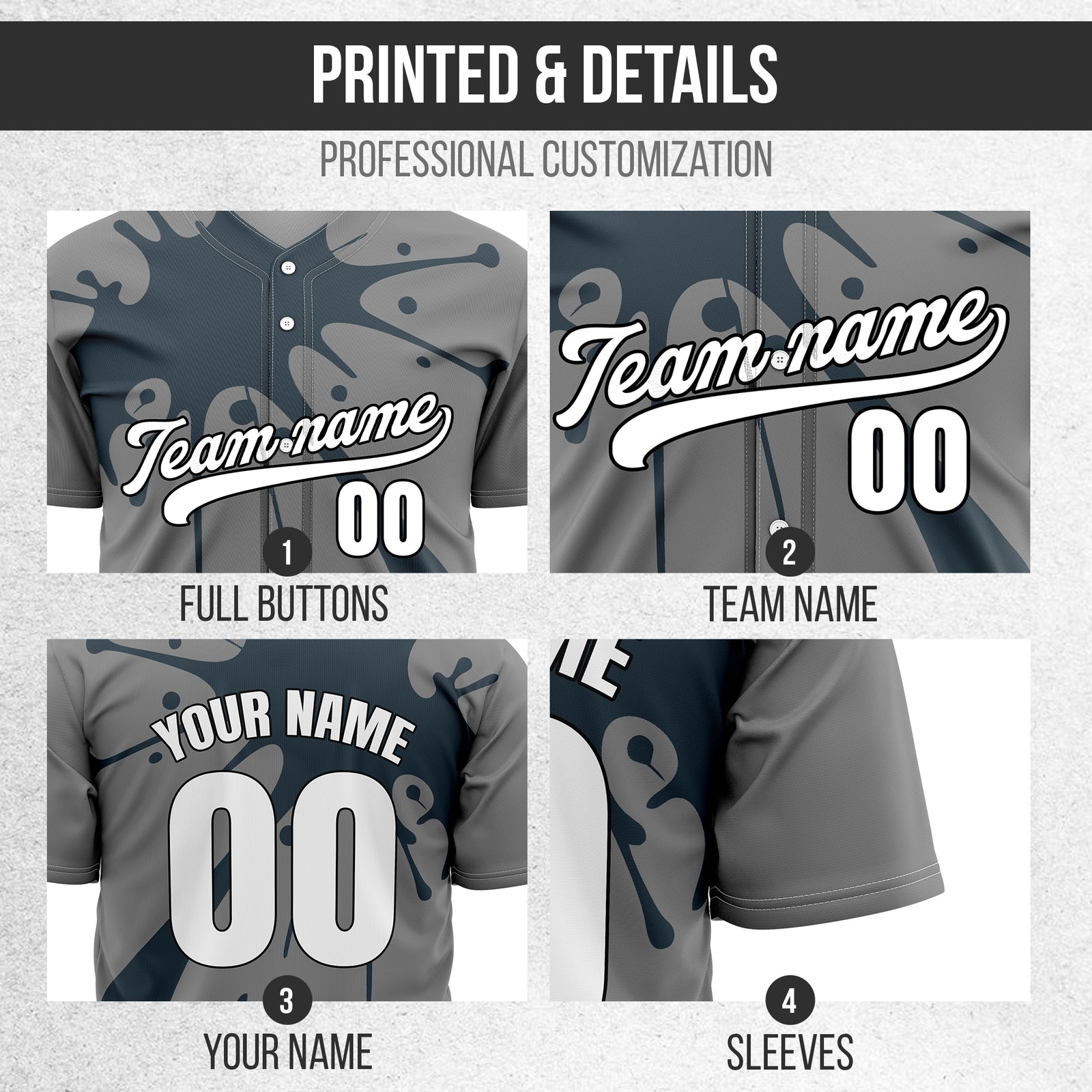 Custom Paint Burst Grey Sports Jersey Personalized Uniform with Name & Number