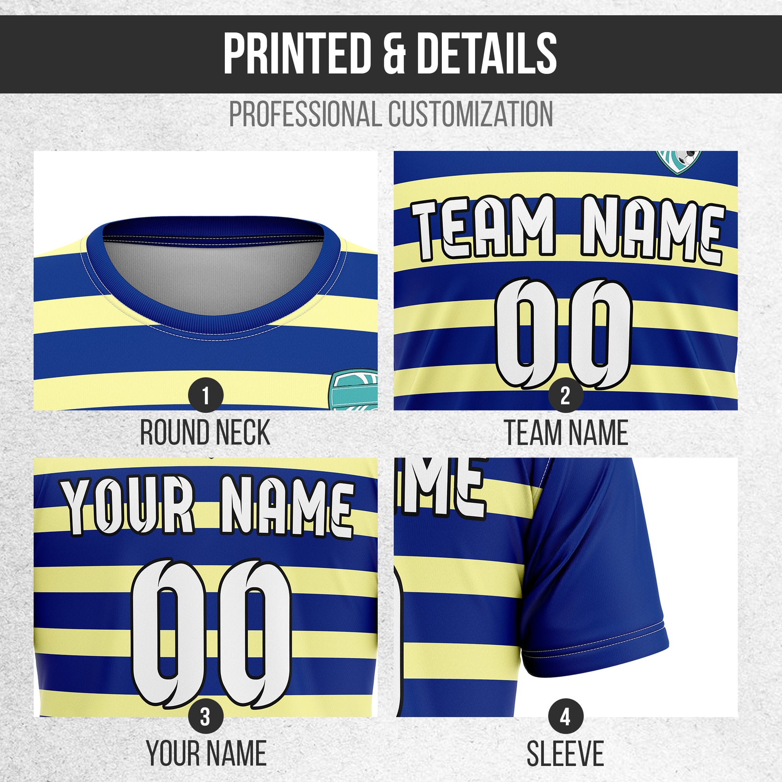 Custom Royal Stripe Navy Soccer sport Tops Jersey