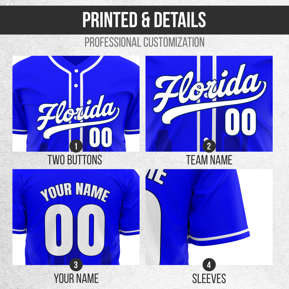 Custom City Flux Blue Baseball Sports Jersey Personalized Uniform with Name & Number