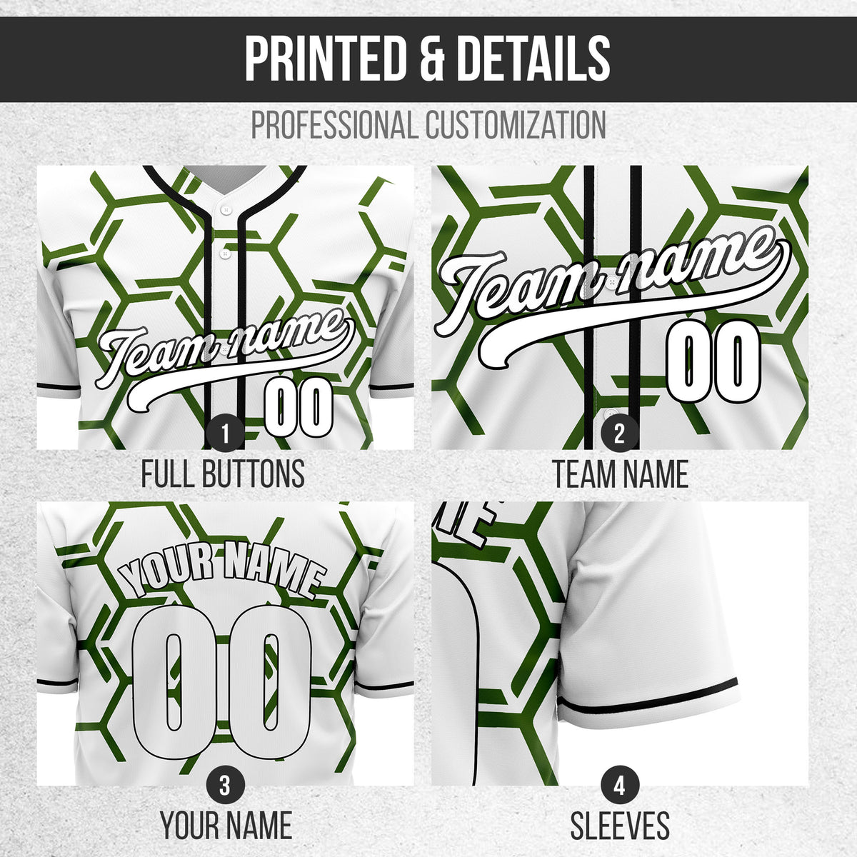Custom Sting Force White Baseball Sports Jersey Personalized Uniform with Name & Number