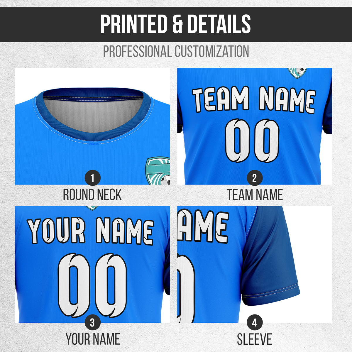 Custom BaseLine Stripe Blue Soccer sport Tops Jersey