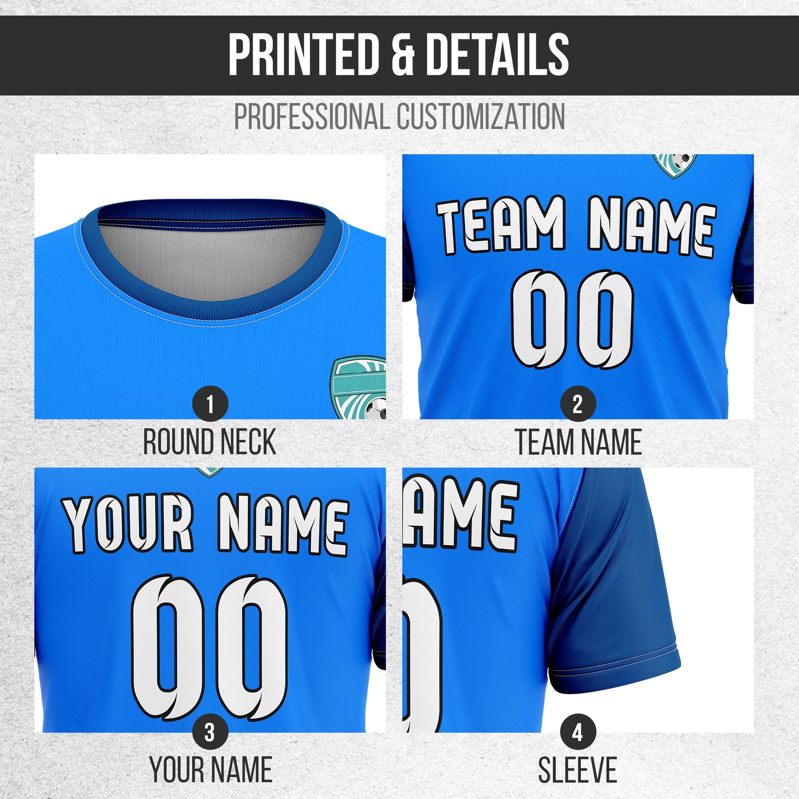 Custom BaseLine Stripe Blue Soccer sport Tops Jersey