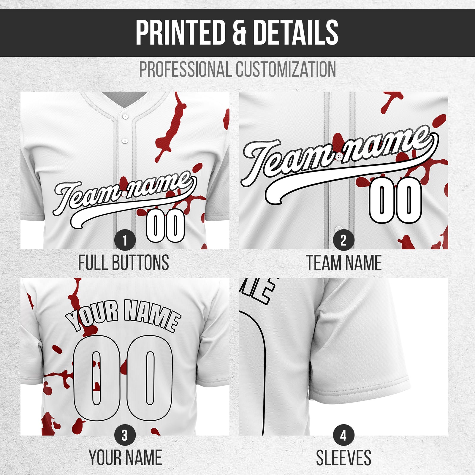 Custom Ink Paint Pop White Sports Jersey Personalized Uniform with Name & Number
