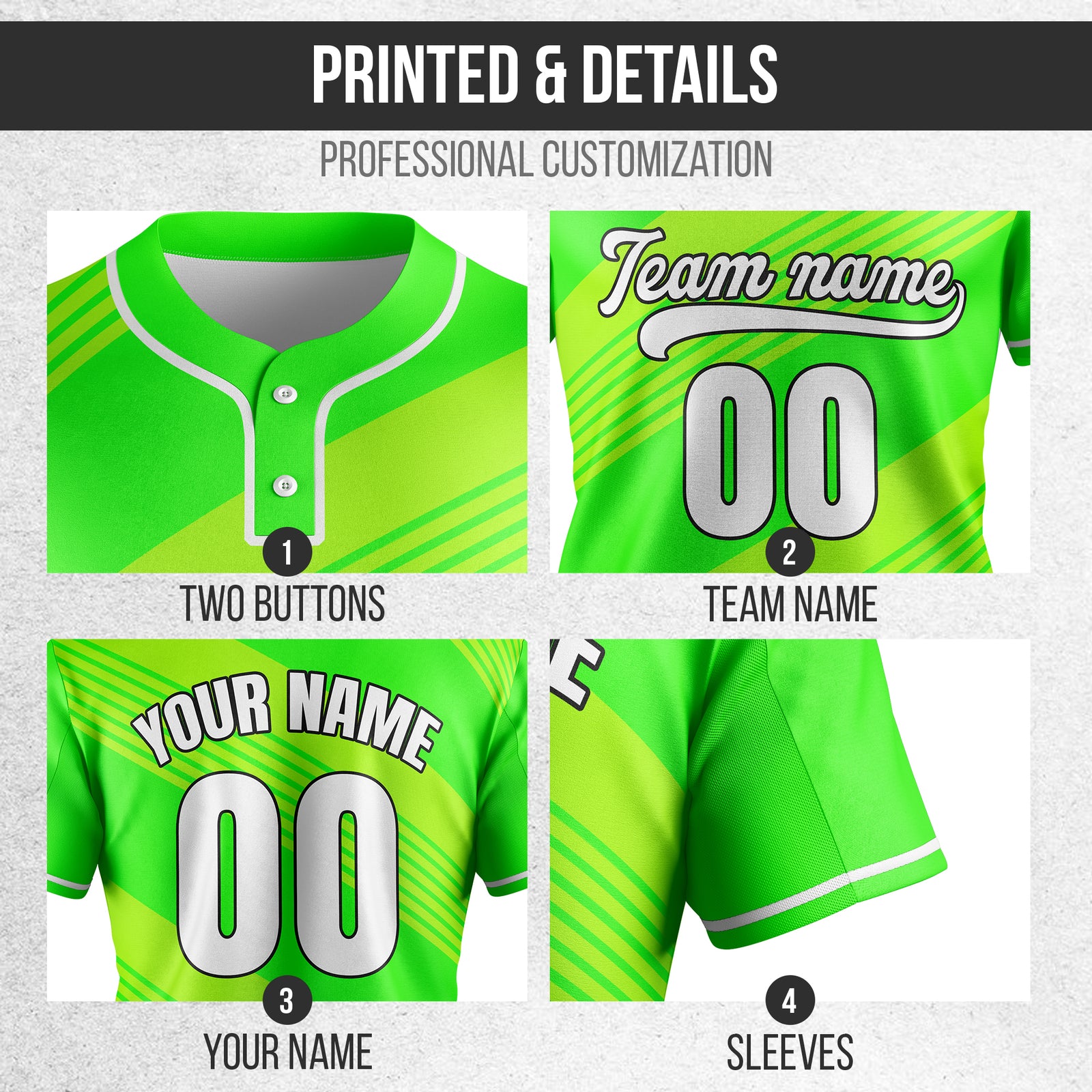 Custom Crossfire Neon Green Baseball Sports Jersey Personalized Uniform with Name & Number