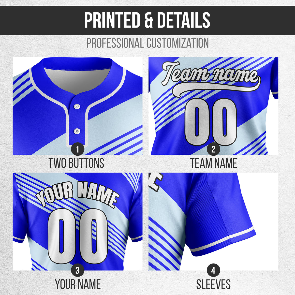 Custom Crossfire Blue Baseball Sports Jersey Personalized Uniform with Name & Number