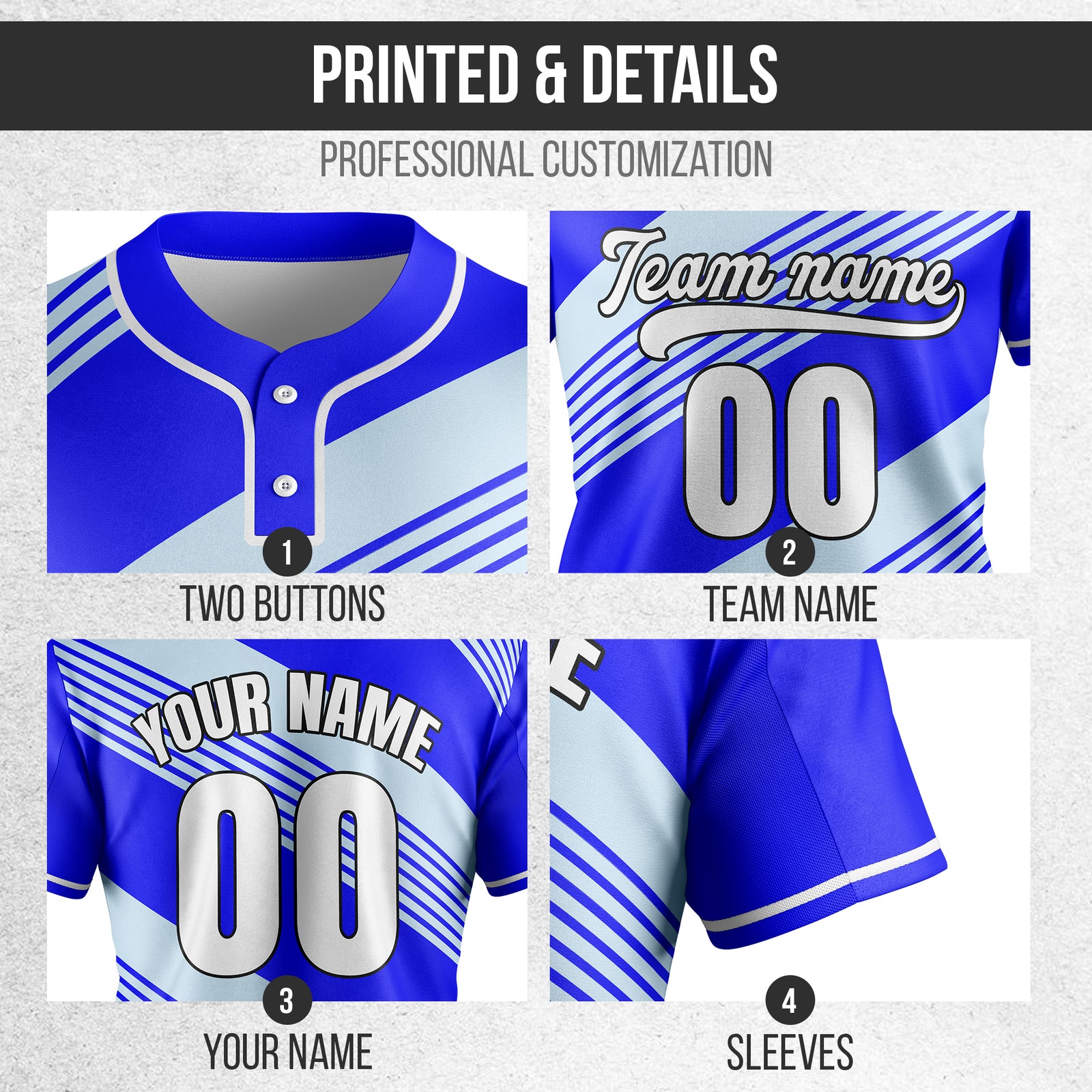 Custom Crossfire Blue Baseball Sports Jersey Personalized Uniform with Name & Number