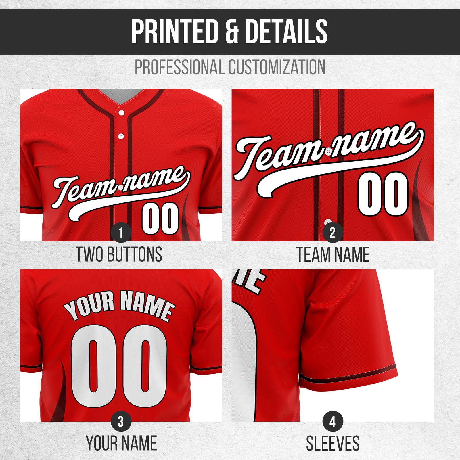 Custom Fire Pulse Red Baseball Sports Jersey Personalized Uniform with Name & Number
