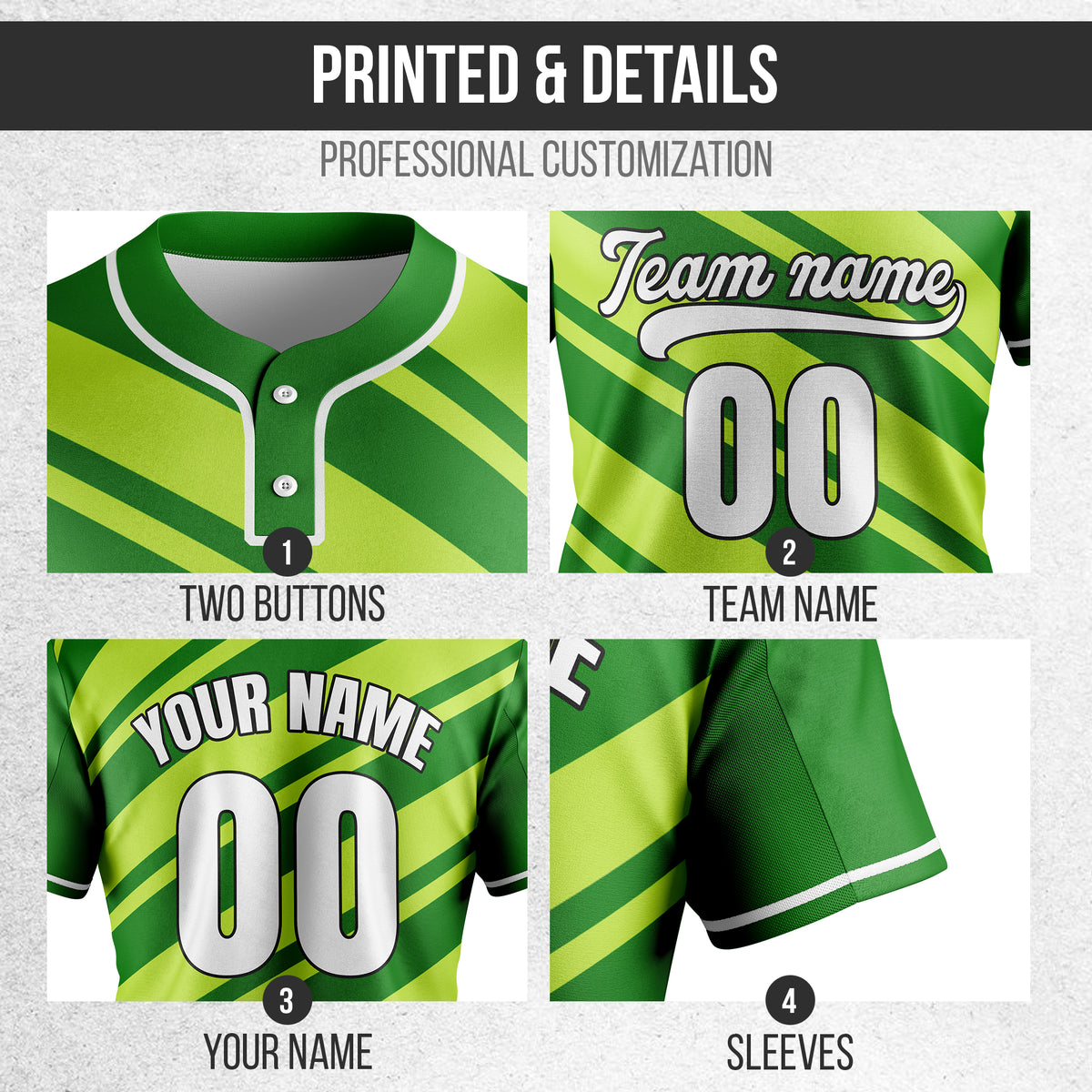 Custom Bold Flow Green Baseball Sports Jersey Personalized Uniform with Name & Number