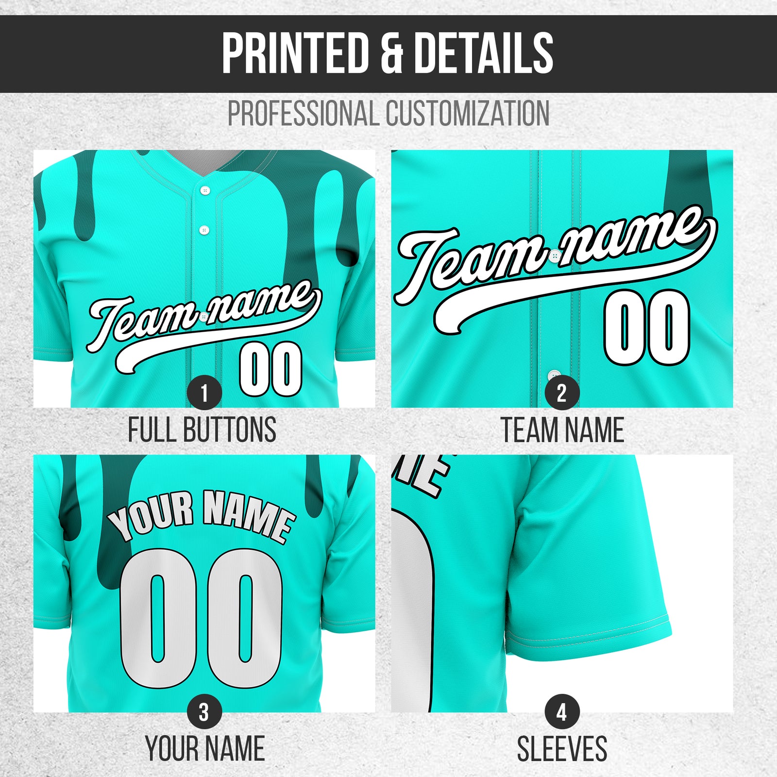 Custom Ink Dripline Aqua Sports Jersey Personalized Uniform with Name & Number