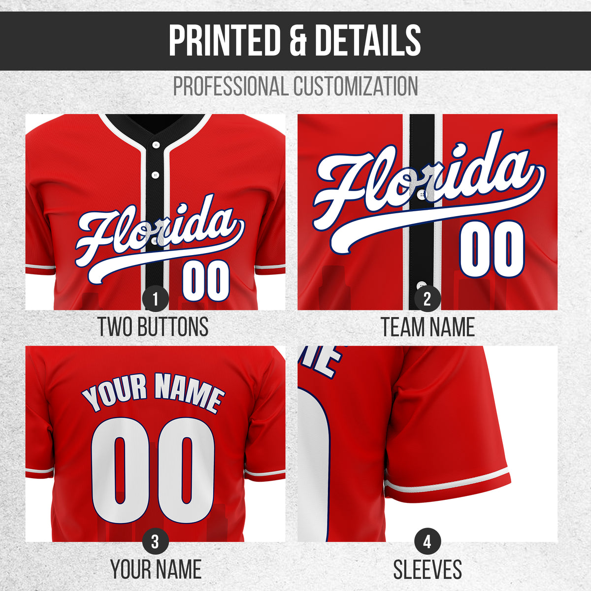 Custom City Flux Red Baseball Sports Jersey Personalized Uniform with Name & Number