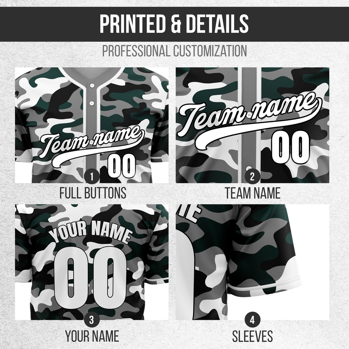 Custom Shadow Command Grey Baseball Sports Jersey Personalized Uniform with Name & Number