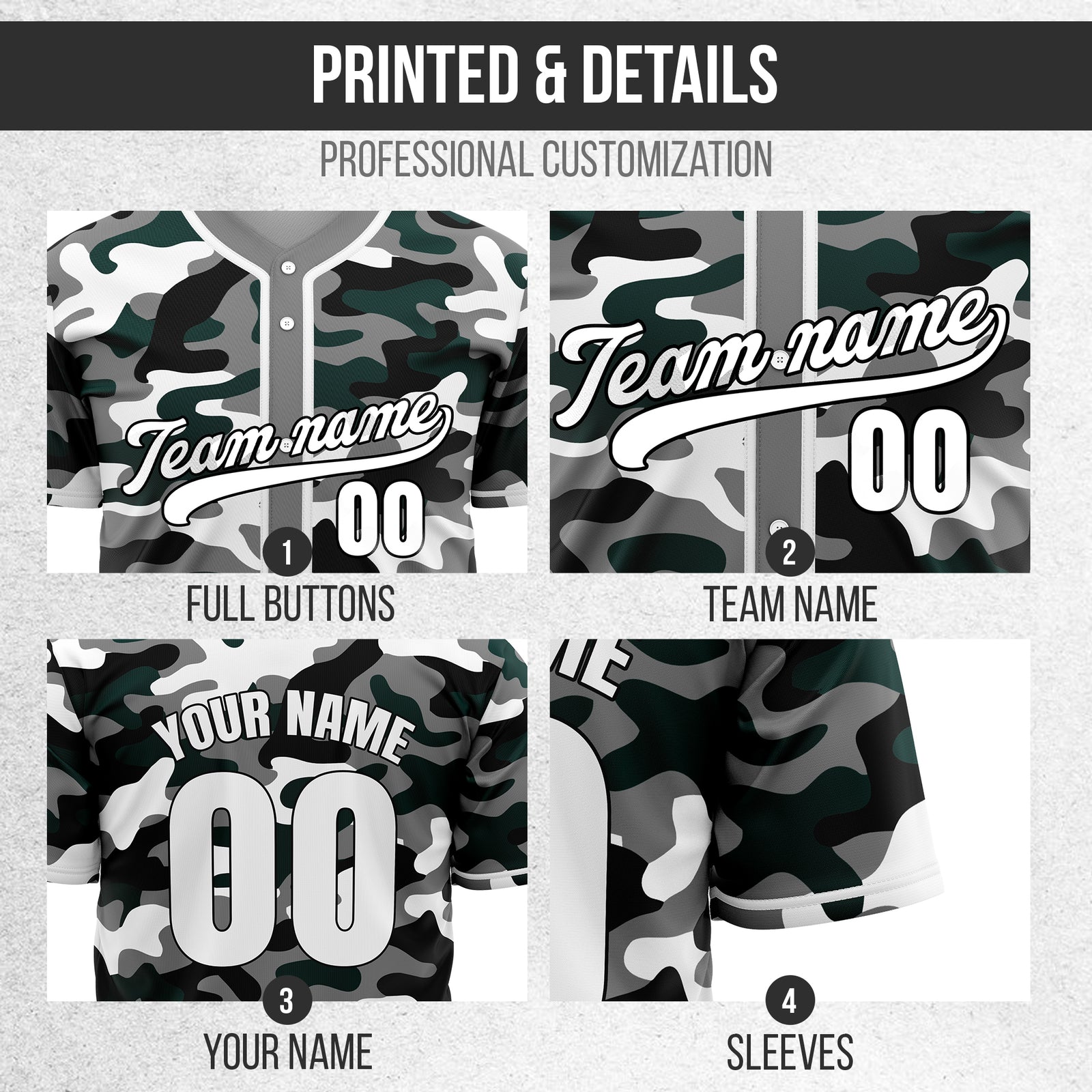 Custom Shadow Command Grey Baseball Sports Jersey Personalized Uniform with Name & Number