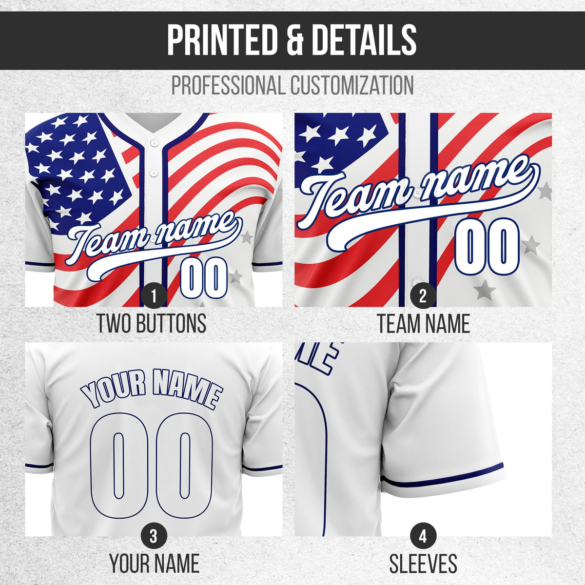 Custom USA Pride Baseball Sports Jersey Personalized Uniform with Name & Number