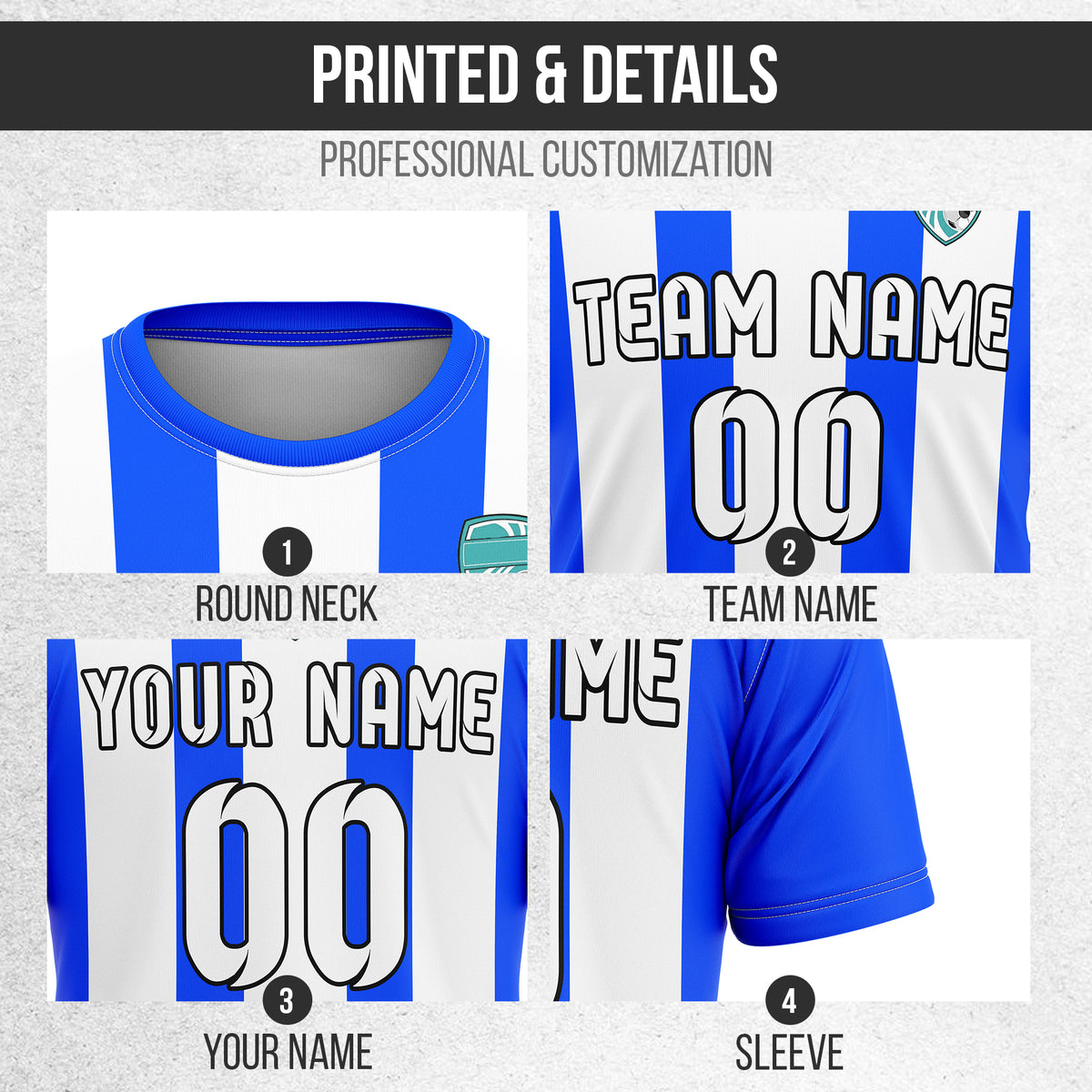 Custom Striker Stripe Blue Soccer sport Tops Jersey