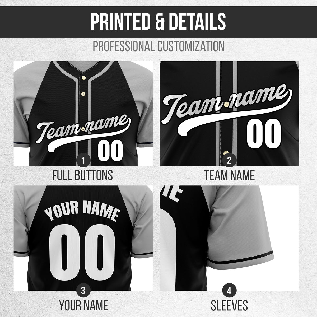 Custom Desert Blaze Black Raglan Style Baseball Sports Jersey Personalized Uniform with Name & Number