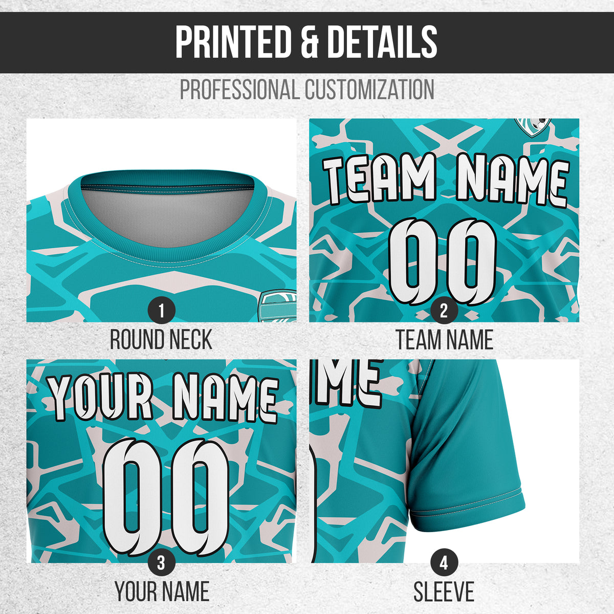 Custom Wild Pulse R-Full Pattern Soccer Teal Sport Tops Jersey