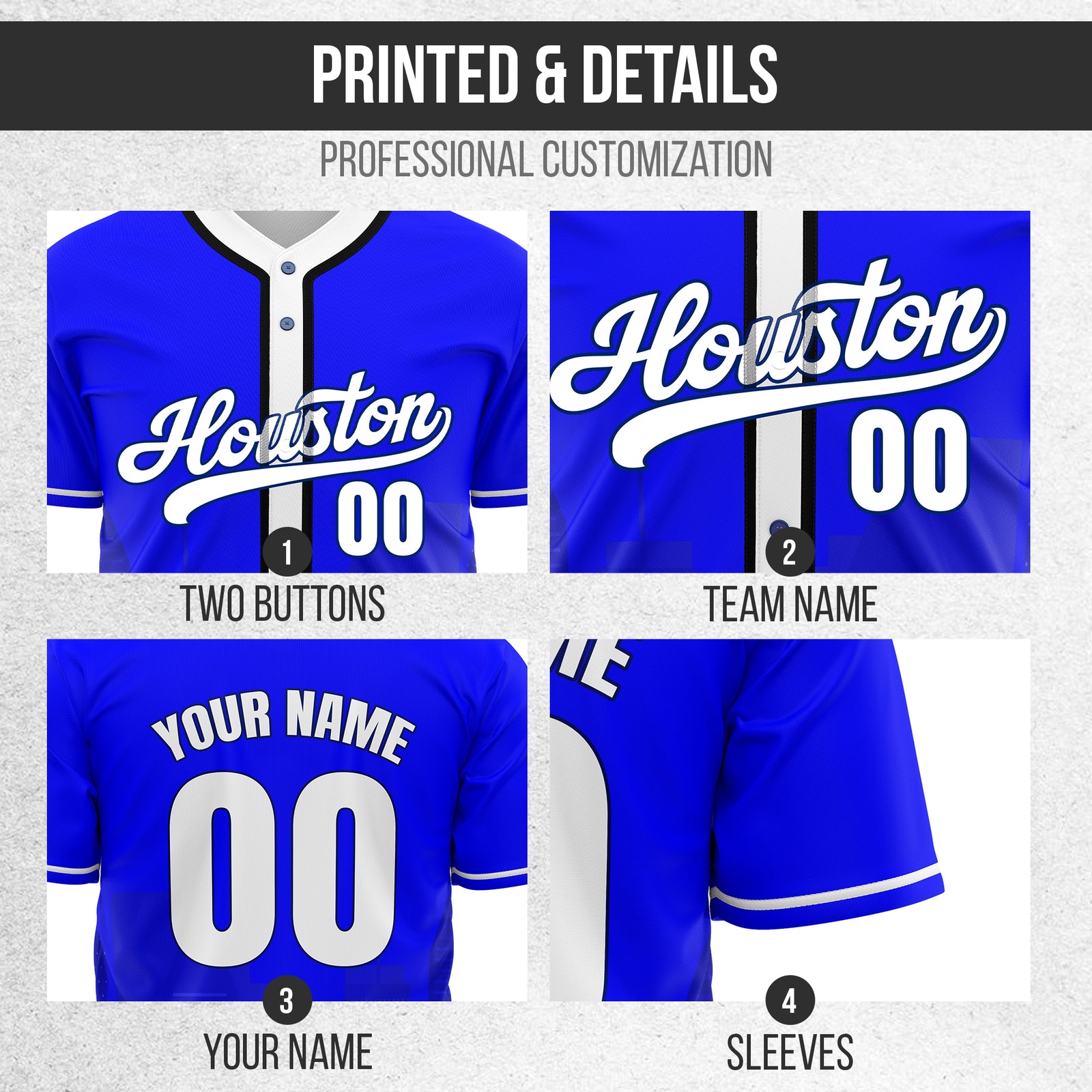 Custom City Pulse Blue Baseball Sports Jersey Personalized Uniform with Name & Number