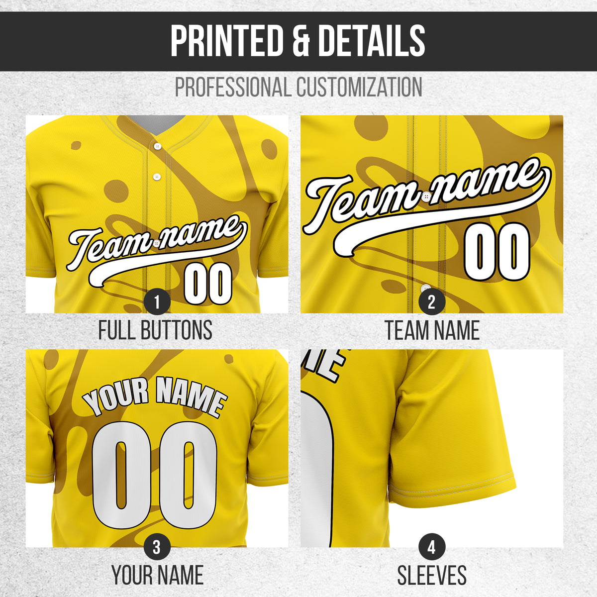Custom Ink Surge Yellow Sports Jersey Personalized Uniform with Name & Number