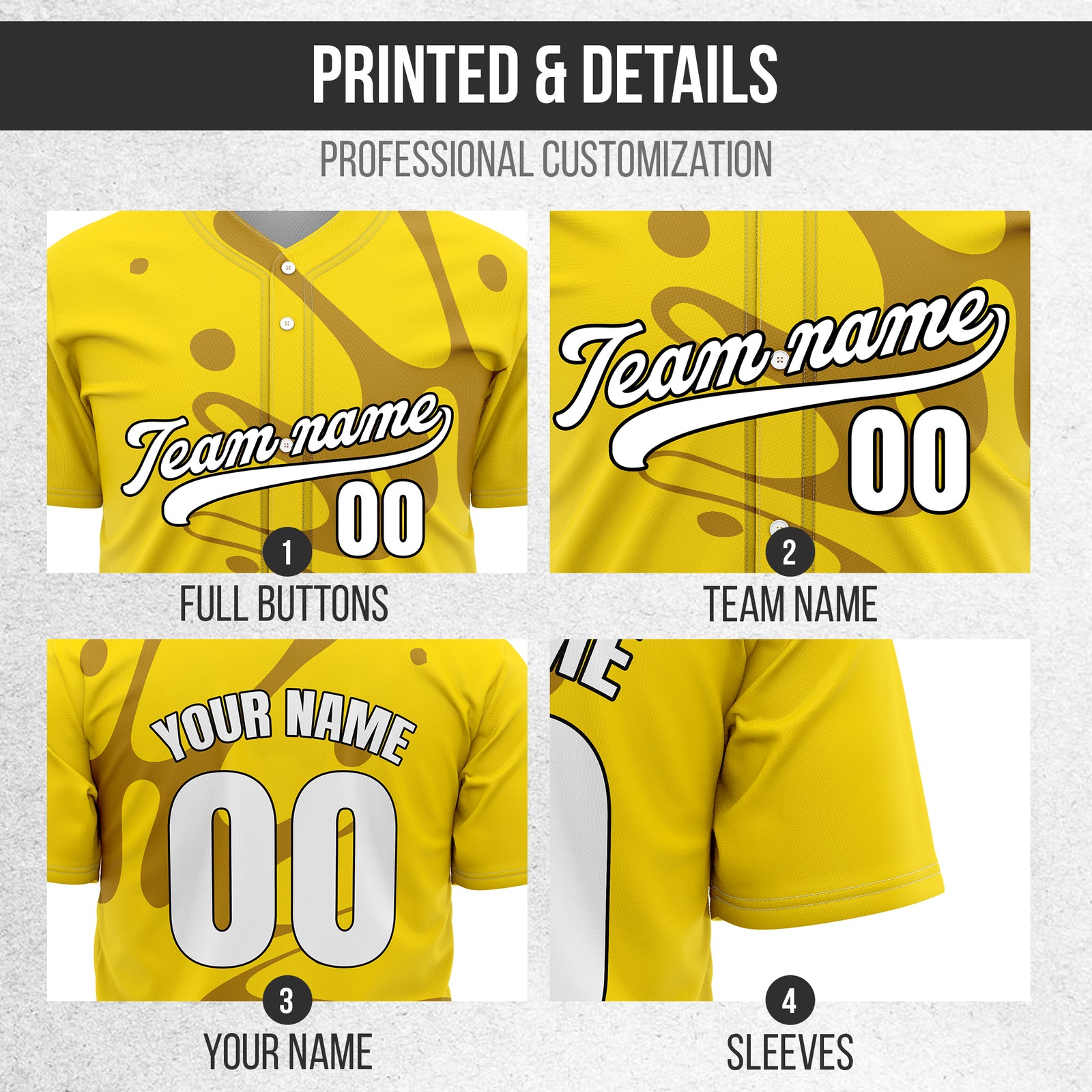 Custom Ink Surge Yellow Sports Jersey Personalized Uniform with Name & Number