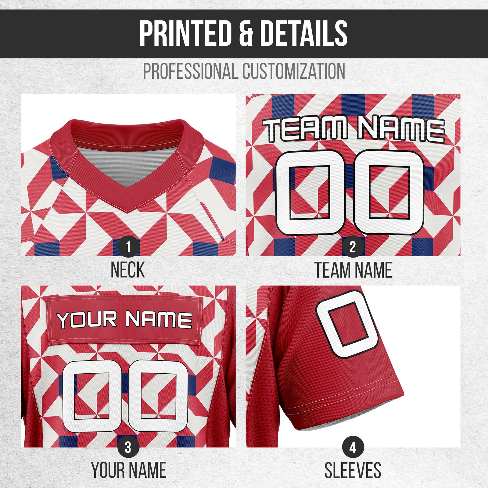 Custom Elite Red Graffiti Print Mesh Authentic Football Jersey