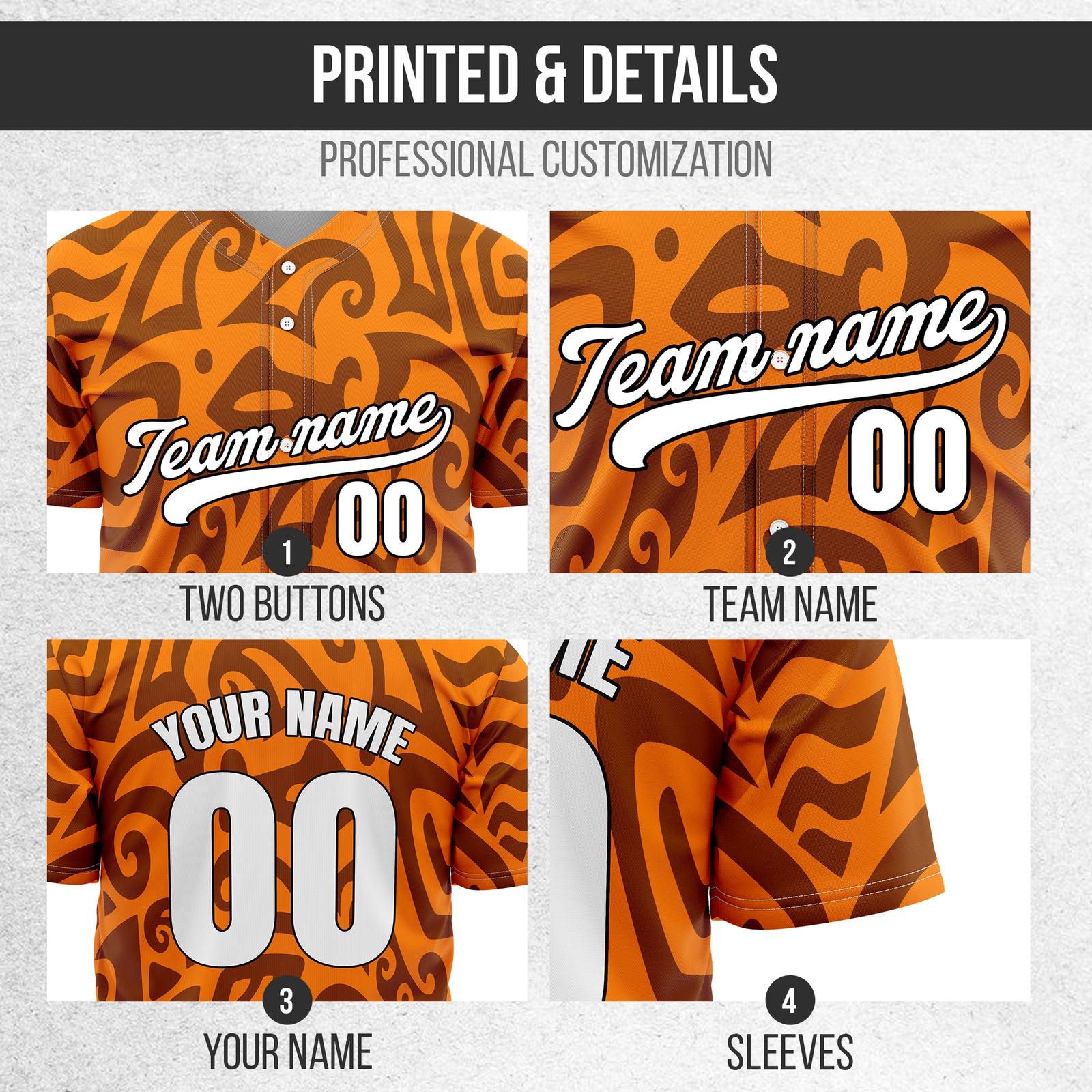 Custom Hawaii Blaze Orange Baseball Sports Jersey Personalized Uniform with Name & Number