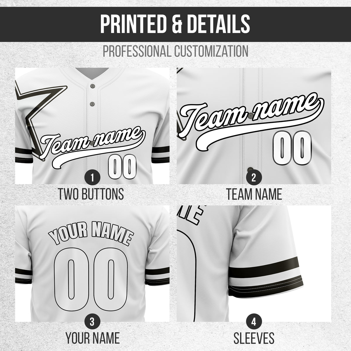 Custom Star Classic Baseball White Sports Jersey Personalized Uniform with Name & Number