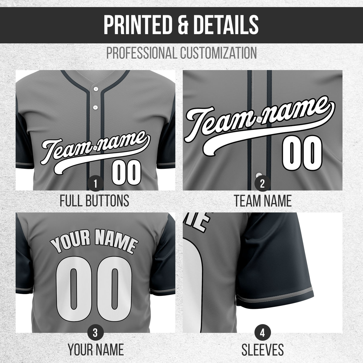 Custom Crimson Grey Raglan Style Baseball Sports Jersey Personalized Uniform with Name & Number
