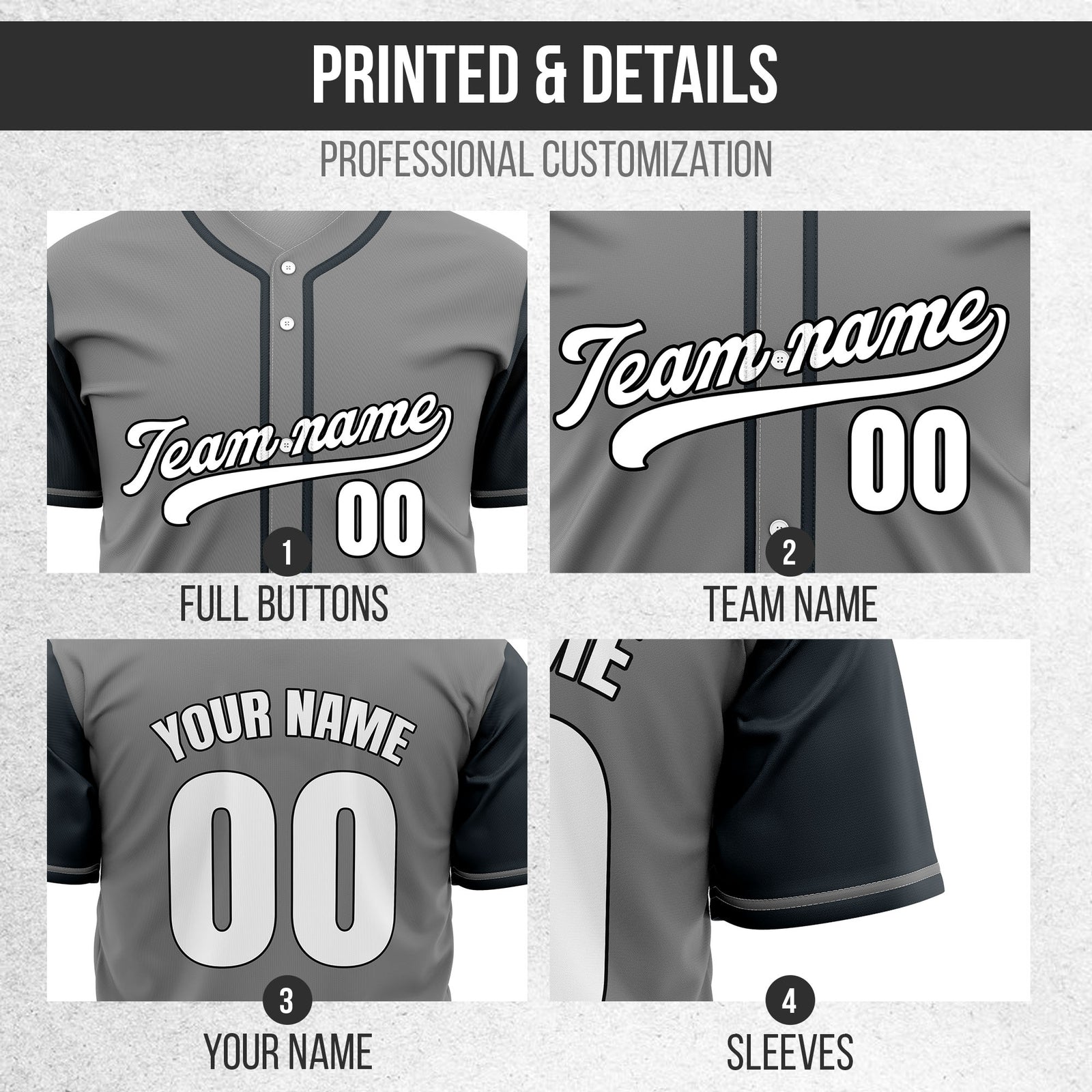 Custom Crimson Grey Raglan Style Baseball Sports Jersey Personalized Uniform with Name & Number