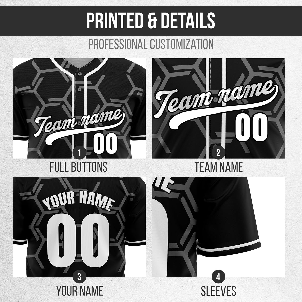 Custom Sting Force Black Baseball Sports Jersey Personalized Uniform with Name & Number