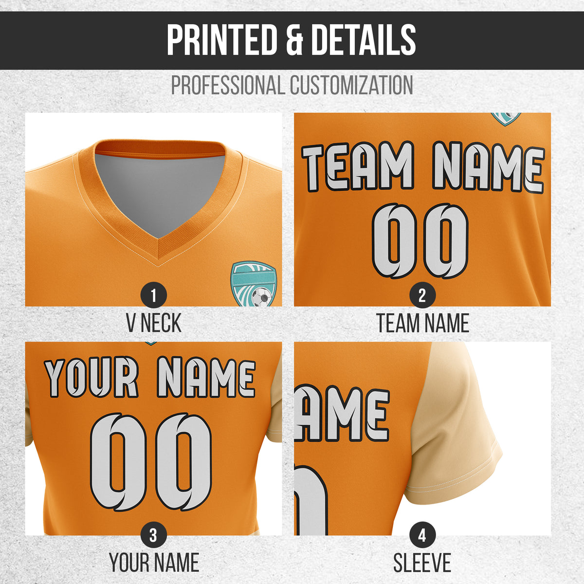 Custom BaseLine V Stripe Pattern Orange Soccer sport Tops Jersey