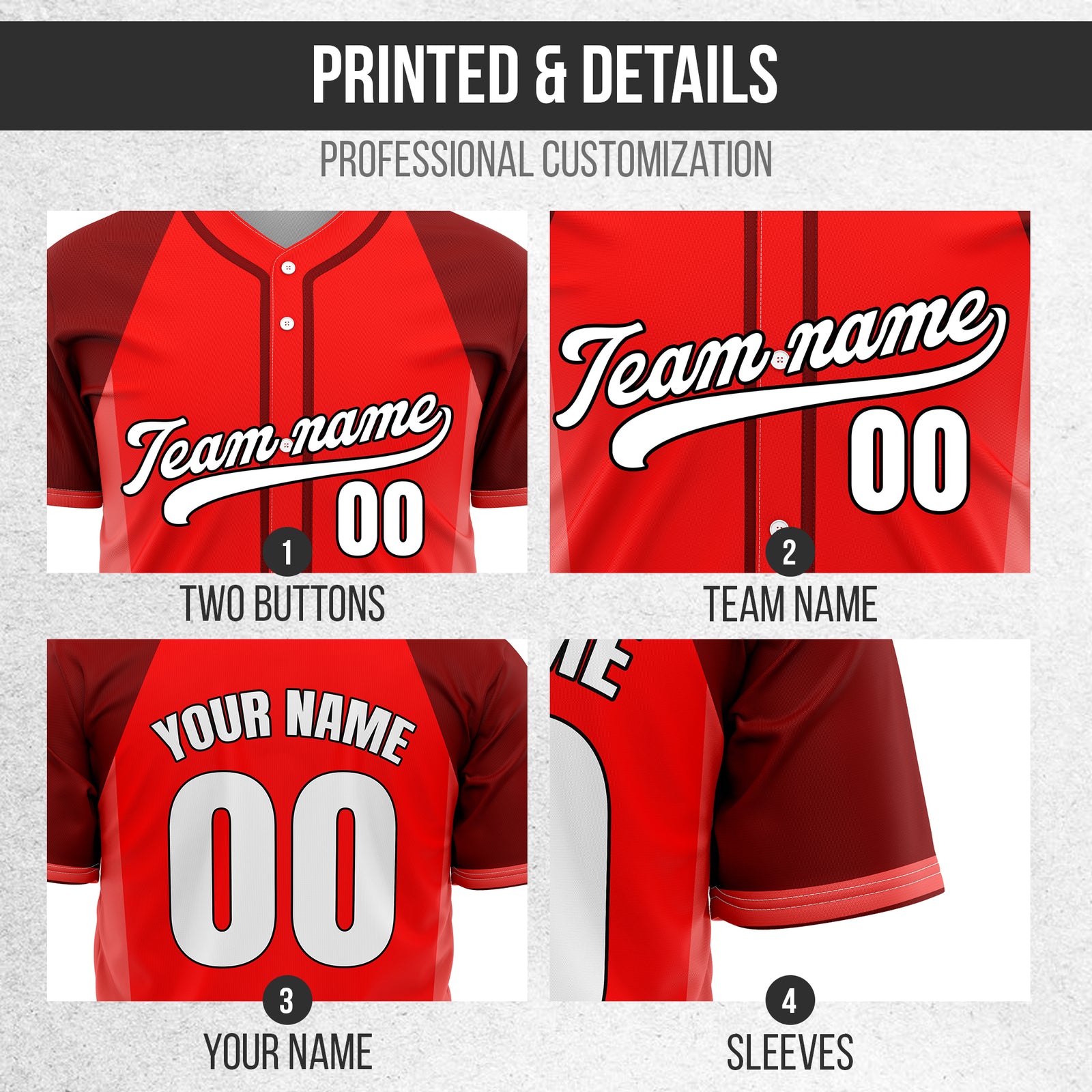 Custom Timeless Stripes Baseball Red Sports Jersey Personalized Uniform with Name & Number