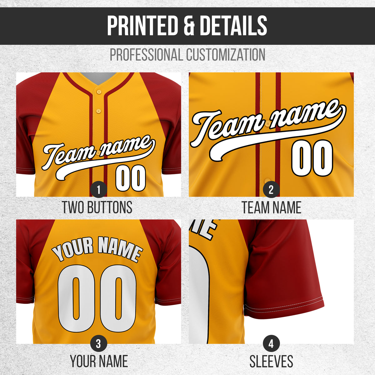 Custom Baseline Baseball Orange Sports Jersey Personalized Uniform with Name & Number