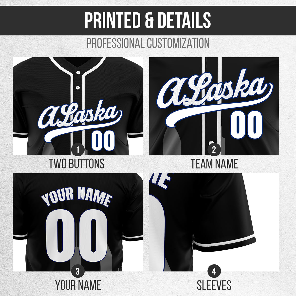 Custom City Horizon Black Baseball Sports Jersey Personalized Uniform with Name & Number