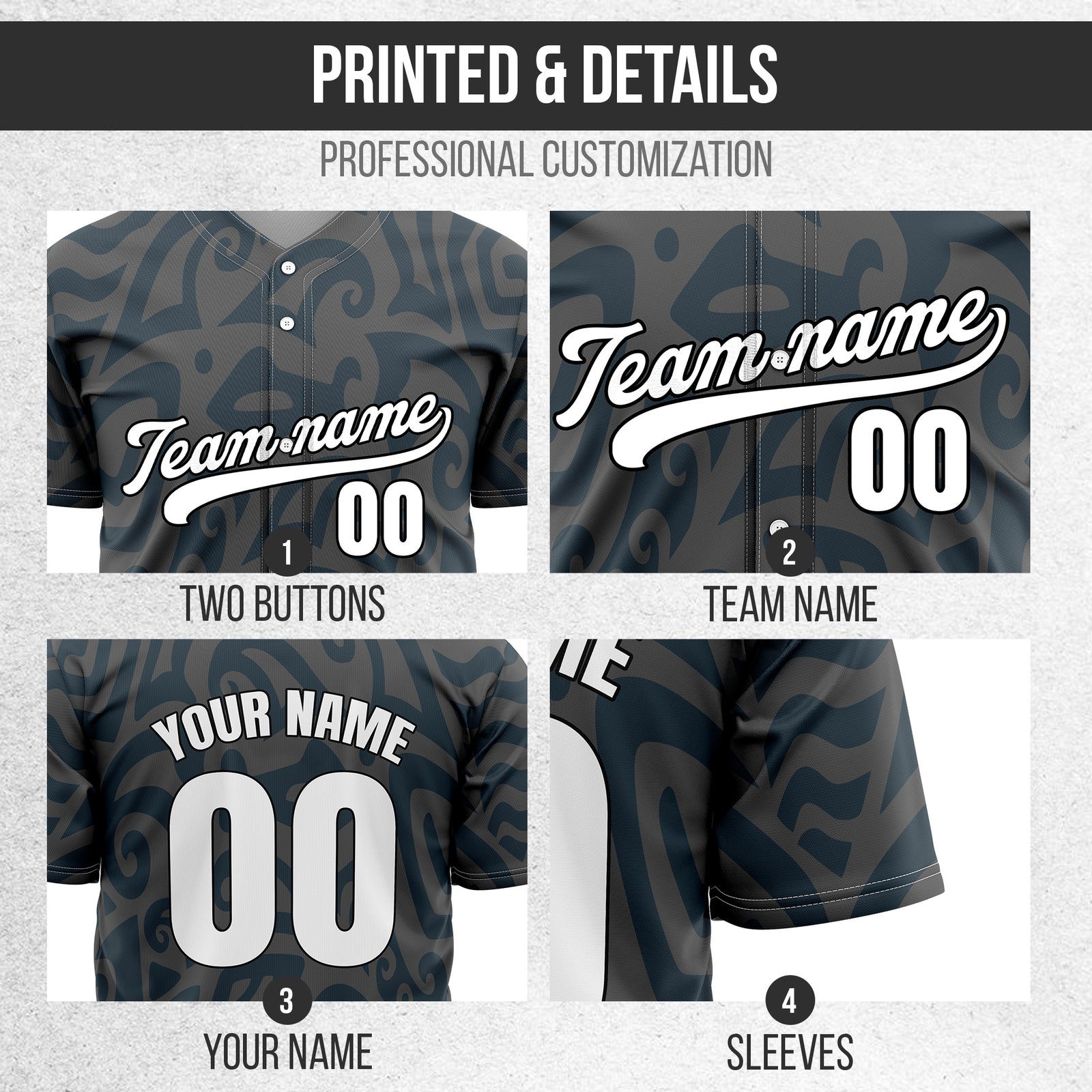 Custom Hawaii Blaze Dark Grey Baseball Sports Jersey Personalized Uniform with Name & Number