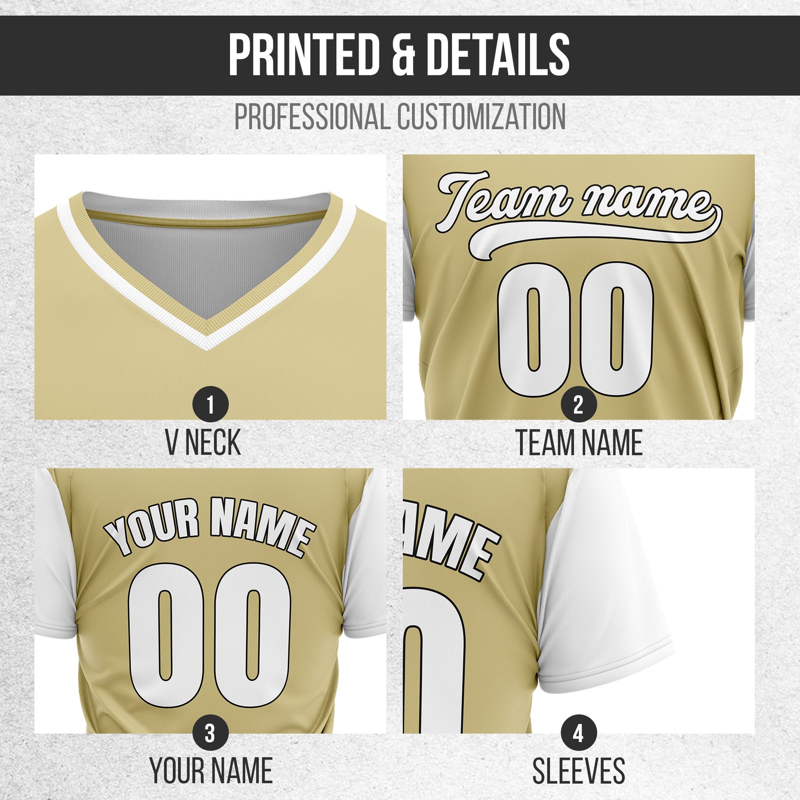 Custom Victory Line Khaki Pullover Baseball Sports Jersey Personalized Uniform with Name & Number