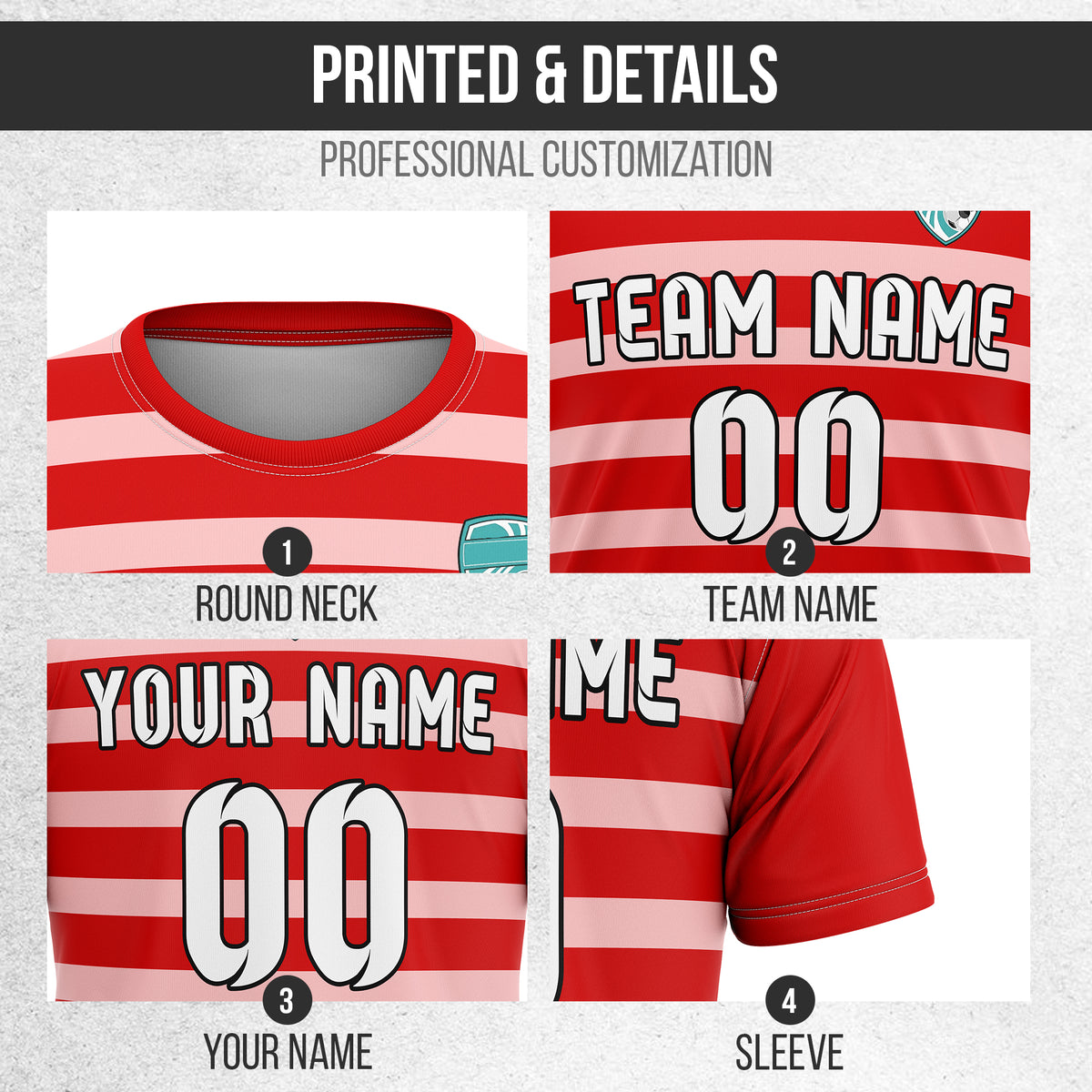 Custom Royal Stripe Red Soccer sport Tops Jersey